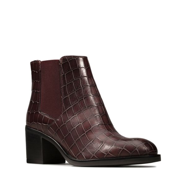 Clarks Womens Mascarpone Bay Ankle Boots Burgundy | UK-4279380